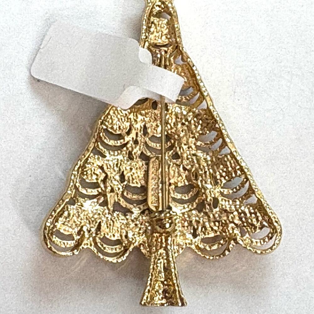 Eisenberg Ice Rhinestone Christmas Tree Brooch 2.25” - Picture 2 of 3